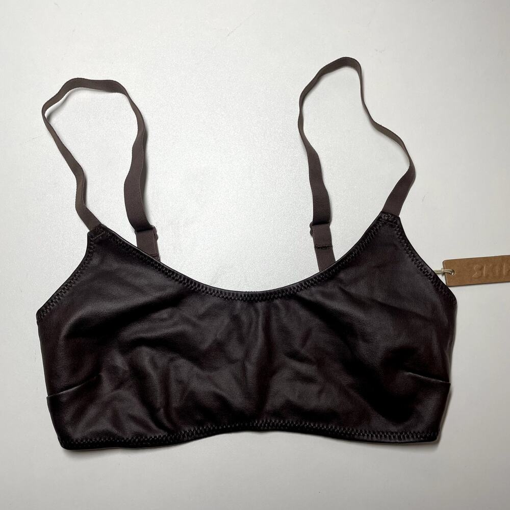 Skims Wet Jersey Scoop Bralette XXS Cocoa Brown Adjustable Minimal NWT